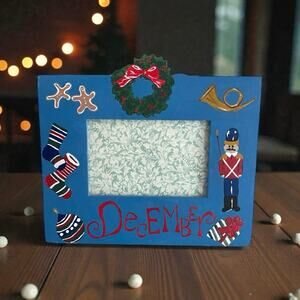 Vtg Exposures Hand Painted December Months of the Year Picture Frame 4x6 Teacher